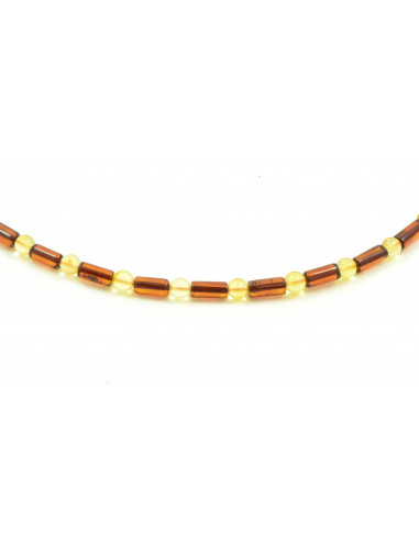 Cherry & Champagne Polished Amber Necklace for Mens