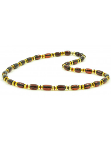 Cherry & Lemon Polished Amber Necklace for Mens