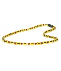 Green & Lemon & Cherry Polished Amber  Necklace for Mens