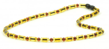 Green & Lemon & Cherry Polished Amber  Necklace for Mens