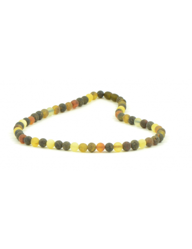 Multi Color Round Raw Amber Necklace for Mens