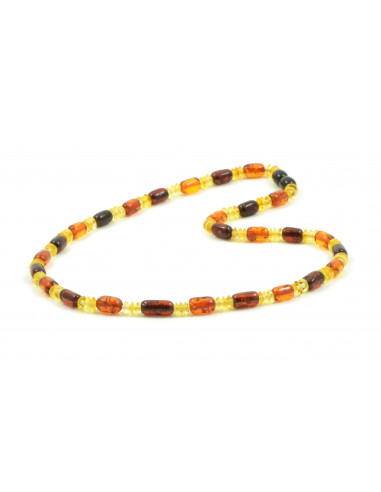 Cherry  & Cognac & Lemon Polished Amber  Necklace for Mens