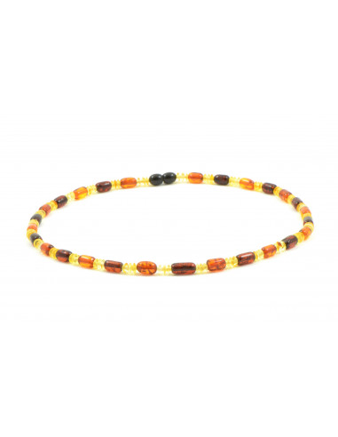 Cherry  & Cognac & Lemon Polished Amber  Necklace for Mens