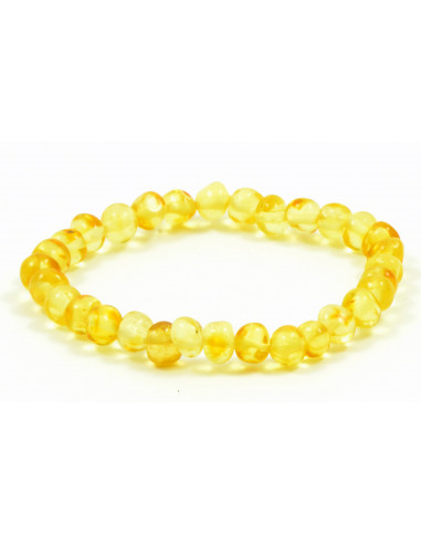 Lemon Baroque Polished Amber Beads Bracelet for Adult