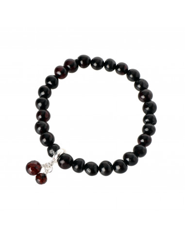 Cherry Baroque Polished Amber Beads Bracelet for Adult  with Pendant