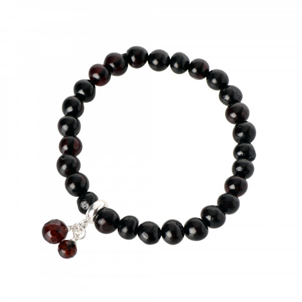 Cherry Baroque Polished Amber Beads Bracelet for Adult  with Pendant