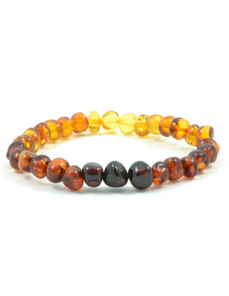 Rainbow Baroque Polished Amber Beads Bracelet for Adult