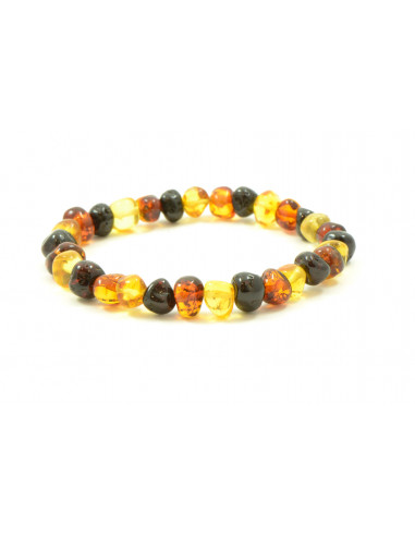 Cherry & Cognac & Honey Baroque Polished Amber Beads Bracelet for Adult