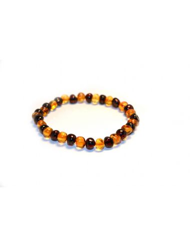Cherry & Cognac Baroque Polished Amber Beads Bracelet for Adult