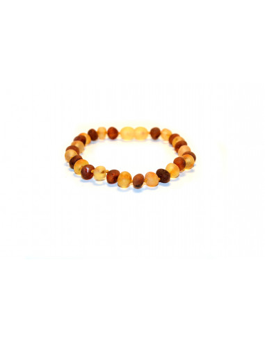 Lemon & Cognac Baroque Raw Amber Beads Bracelet for Adult