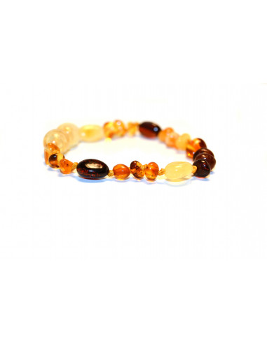 Multi Olive & Baroque Polished Amber Beads Bracelet for Adult