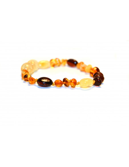 Multi Olive & Baroque Polished Amber Beads Bracelet for Adult