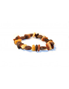 Multi Olive & Baroque Raw Amber Beads Bracelet for Adult