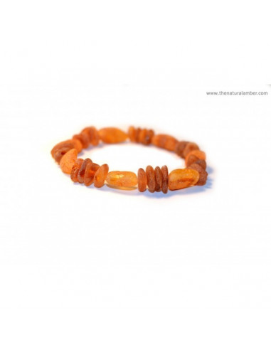 Cognac Olive & Baroque Raw Amber Beads Bracelet for Adult