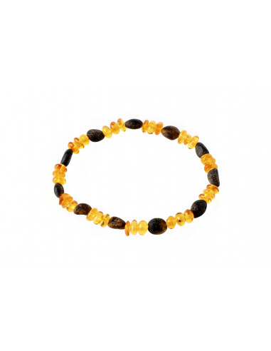 Green Olive Raw & Honey Baroque Polished Amber Beads Bracelet for Adult