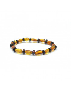 Honey Olive & Cherry Baroque Polished Amber Beads Adult Bracelet