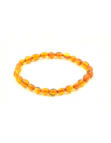 Cognac Olive Polished Baltic Amber Beads Bracelet for Adult
