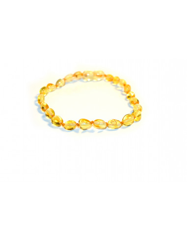 Lemon Olive Polished Amber Beads Bracelet for Adult