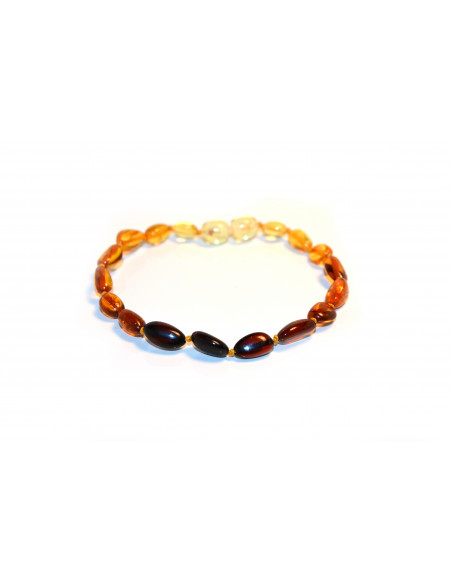 Rainbow Olive Polished Amber Beads Bracelet for Adult