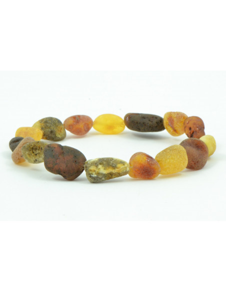 Multi Color Raw Olive Shape Amber Beads Bracelet for Adult