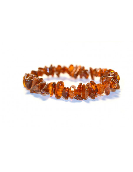 Dark Cognac Chip Polished Amber Beads Bracelet for Adult