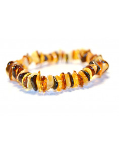 Multi Color Chip Polished Amber Beads Bracelet for Adult