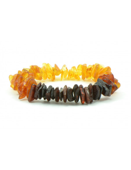 Rainbow Chip Polished Amber Beads Bracelet for Adult