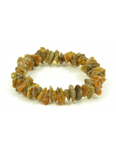 Green Chip Polished Amber Beads Bracelet for Adult