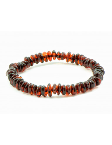 Dark Cognac Half-Baroque Polished Amber Beads Bracelet for Adult