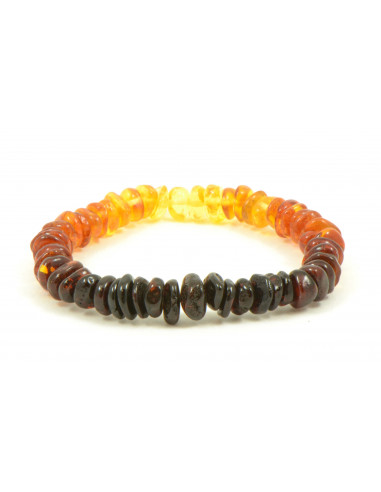 Rainbow Half-Baroque Polished Baltic Amber Beads Bracelet for Adult