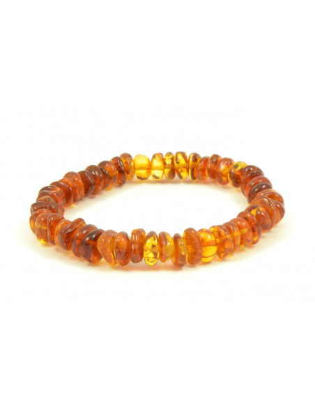 Cognac Half-Baroque Polished Amber Beads Bracelet for Adult