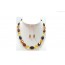 Big Faceted Olive Multicolor Amber Bead Necklace and Earrings Set