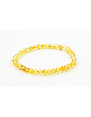 Lemon Round Polished Baltic Amber Beads Bracelet for Adult