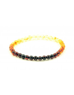 Rainbow Round Polished Amber Beads Bracelet for Adult