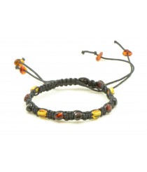 Braided Multi Polished Amber Beads Adult Bracelet