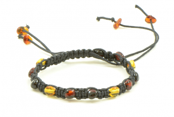 Braided Multi Polished Amber Beads Adult Bracelet