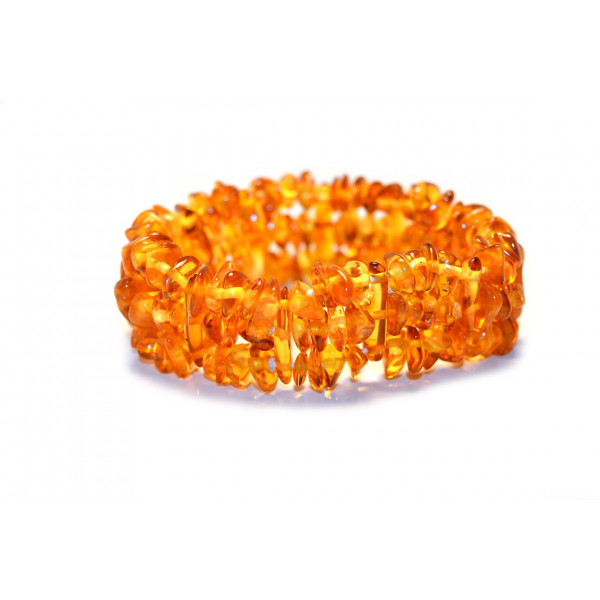 Honey Polished Chip Amber Adult Bracelet on Flexible Band