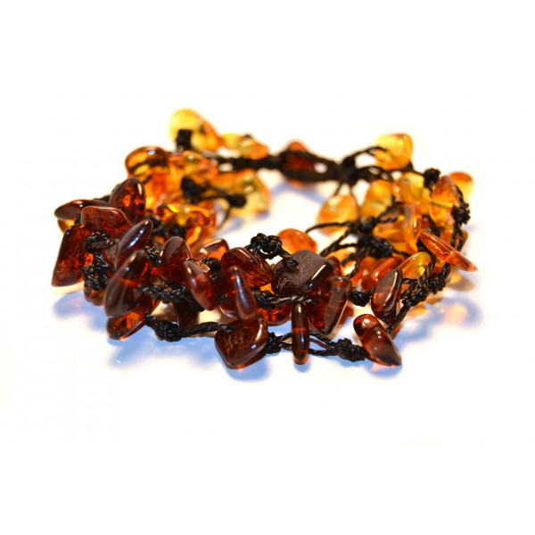 Rainbow Chip Polished Amber Adult Bracelet