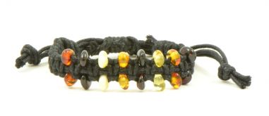 Braided Rainbow Polished Amber Bracelet for Adult