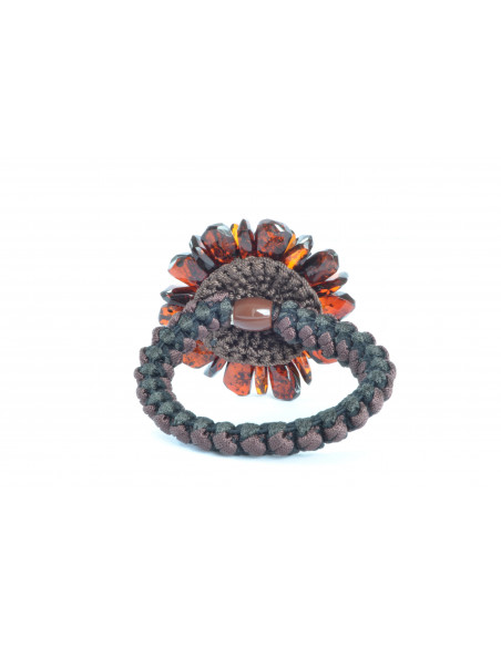 Cherry Faceted Amber Adult Bracelet with Rubber Band
