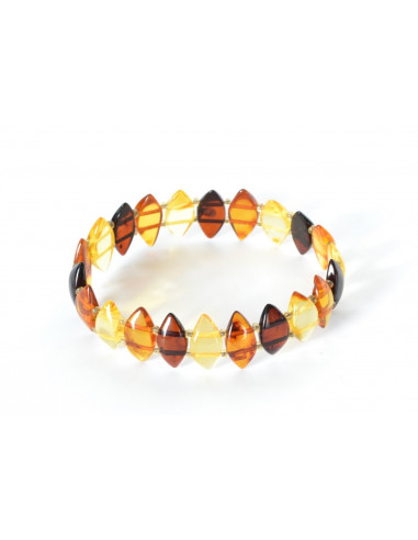 Multi Polished Amber Adult Bracelet on Elastic Band