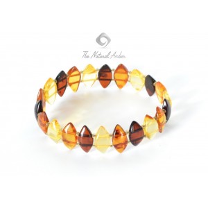 Multi Polished Amber Adult Bracelet on Elastic Band