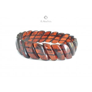 Cherry Plates Faceted Amber Adult Bracelet on Flexibel Band