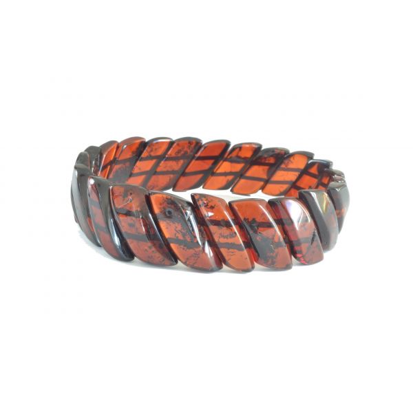 Cherry Plates Faceted Amber Adult Bracelet on Flexibel Band