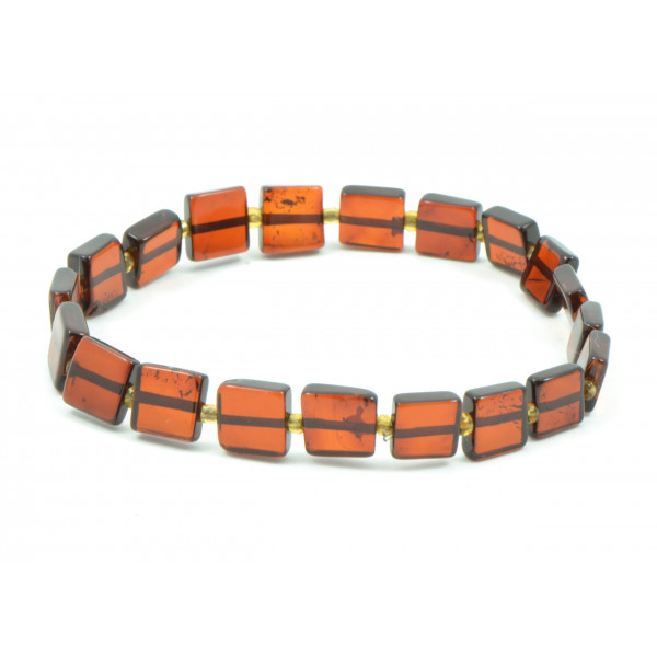Cherry Polished Amber Adult Bracelet on Elastic Band