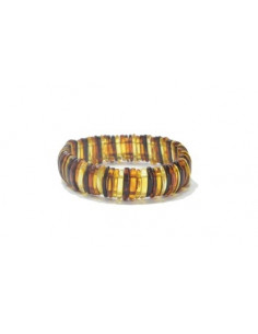 Multi  Polished Amber Adult Bracelet on Elastic Band