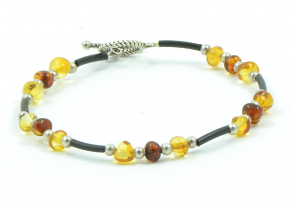 Adult Bracelet with Multi Polished Amber Beads