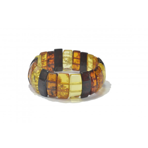 Multi Polished Amber Adult Bracelet on Elastic Bands