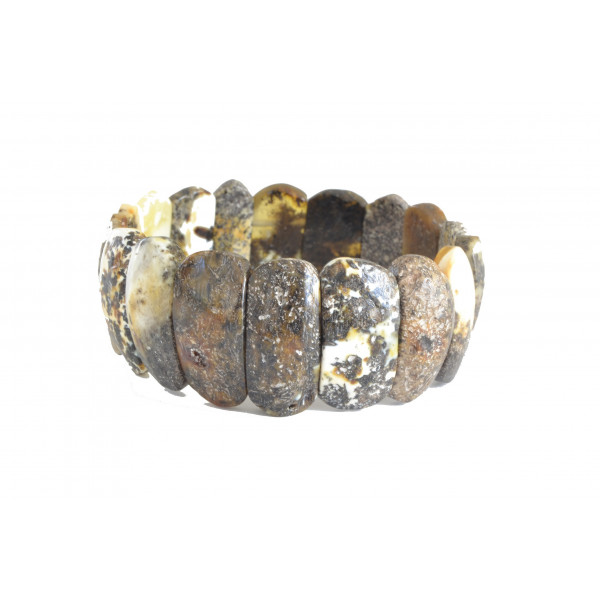 Green Raw Amber Adult Bracelet on Elastic Bands