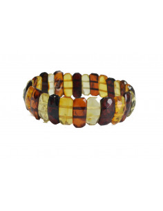 Multi Faceted Amber Adult Bracelet on Elastic Band